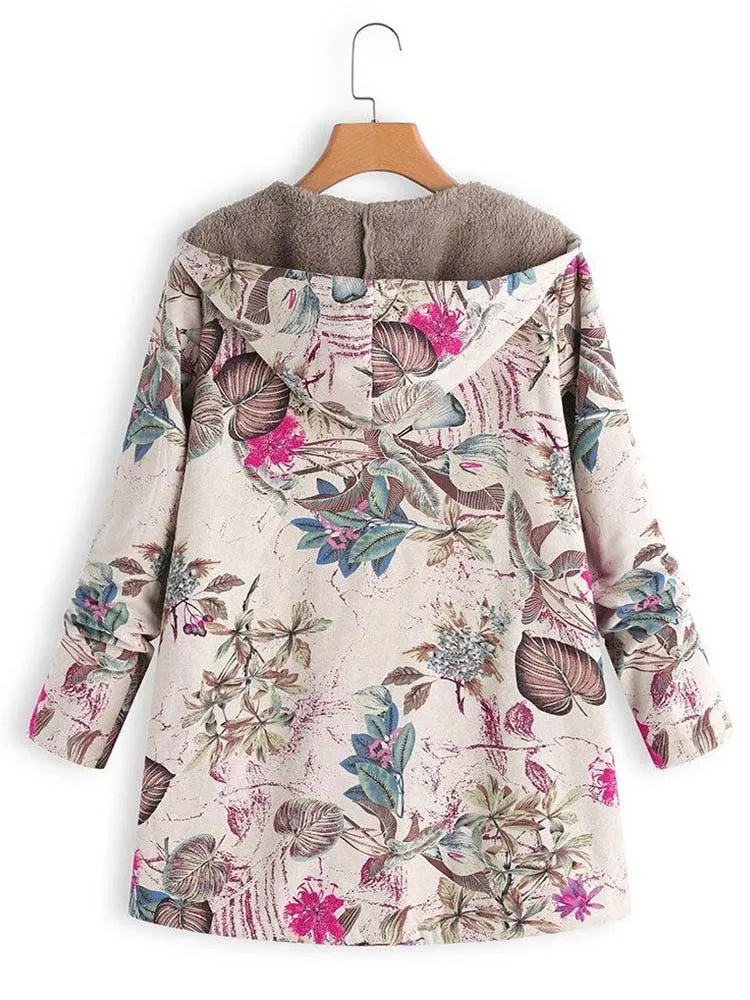 Warm Women's Jacket with Floral Print