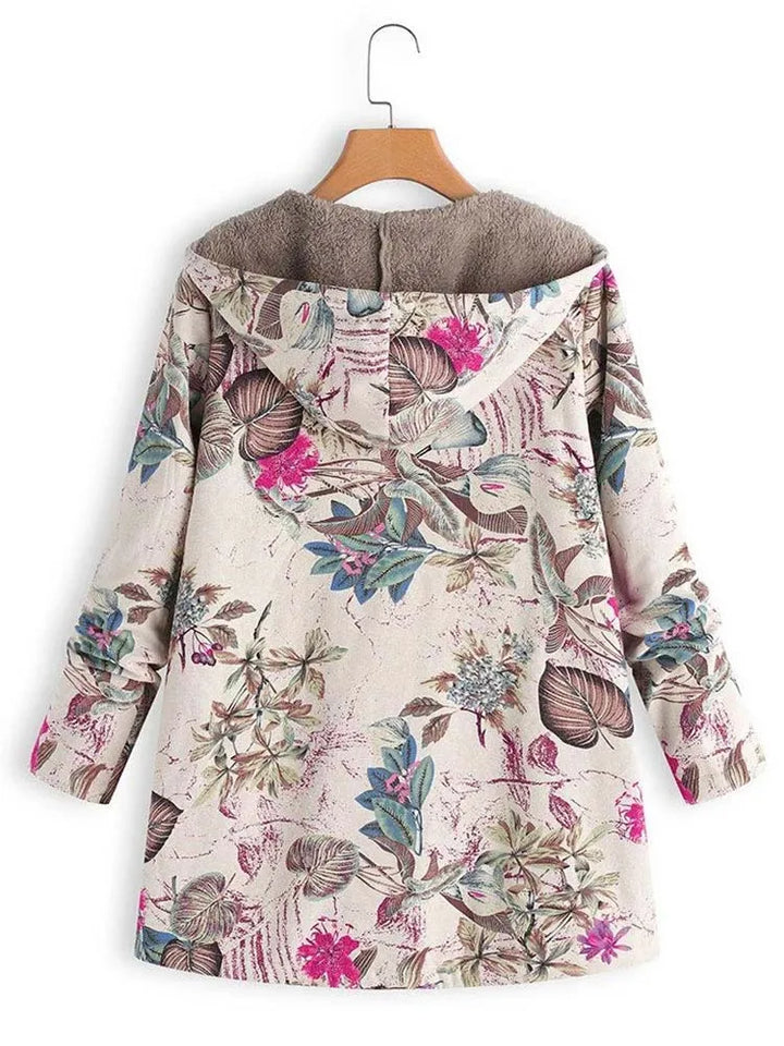 Warm Women's Jacket with Floral Print