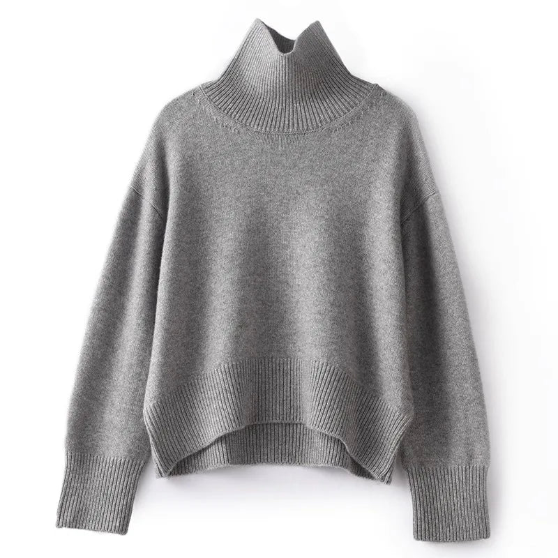Elena™ - Pure Cashmere Sweater with High Collar