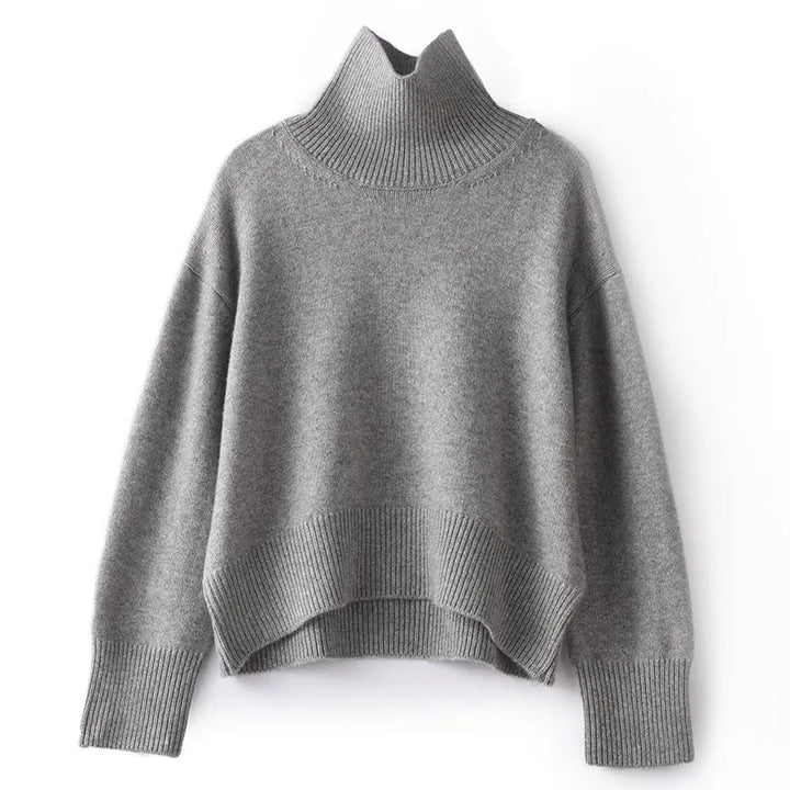 Elena™ - Pure Cashmere Sweater with High Collar