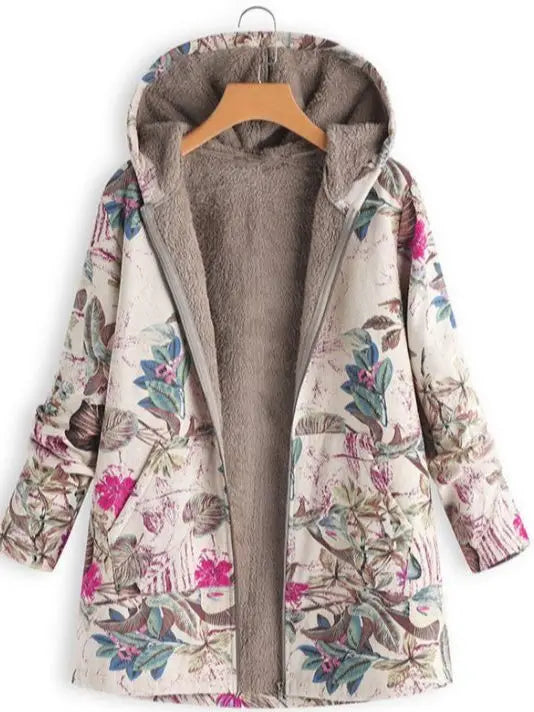Warm Women's Jacket with Floral Print