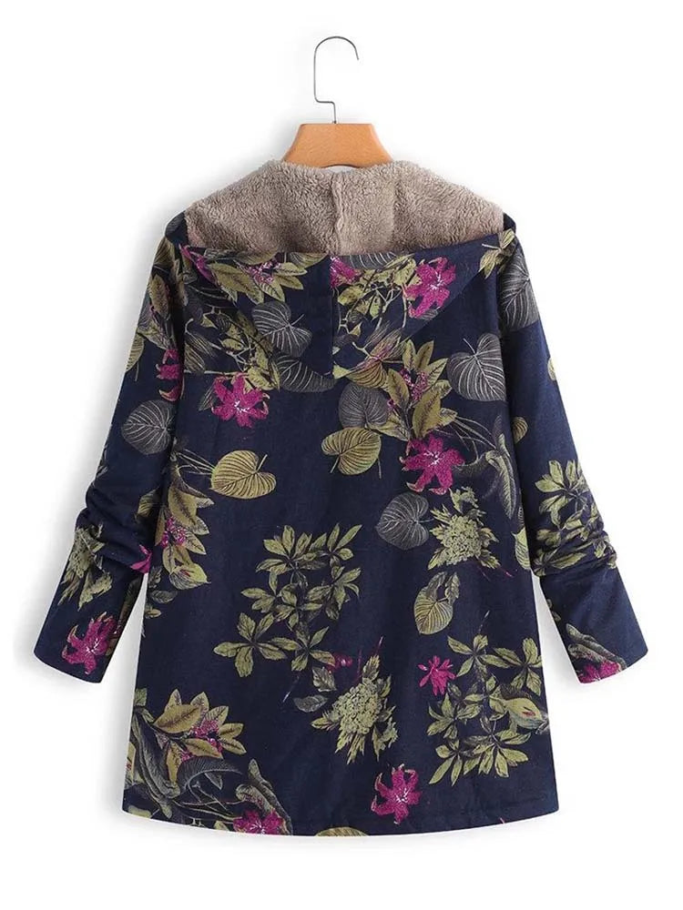 Warm Women's Jacket with Floral Print