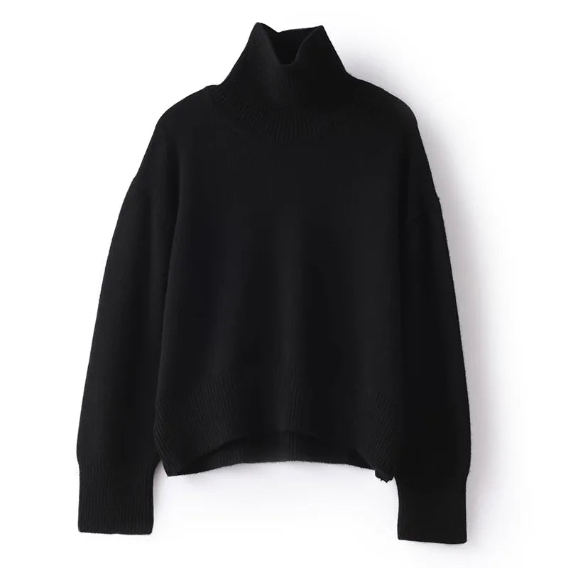 Elena™ - Pure Cashmere Sweater with High Collar