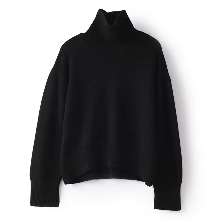 Elena™ - Pure Cashmere Sweater with High Collar