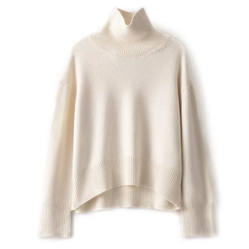 Elena™ - Pure Cashmere Sweater with High Collar