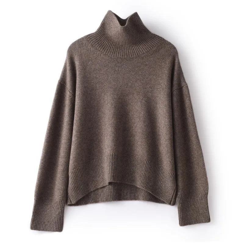 Elena™ - Pure Cashmere Sweater with High Collar