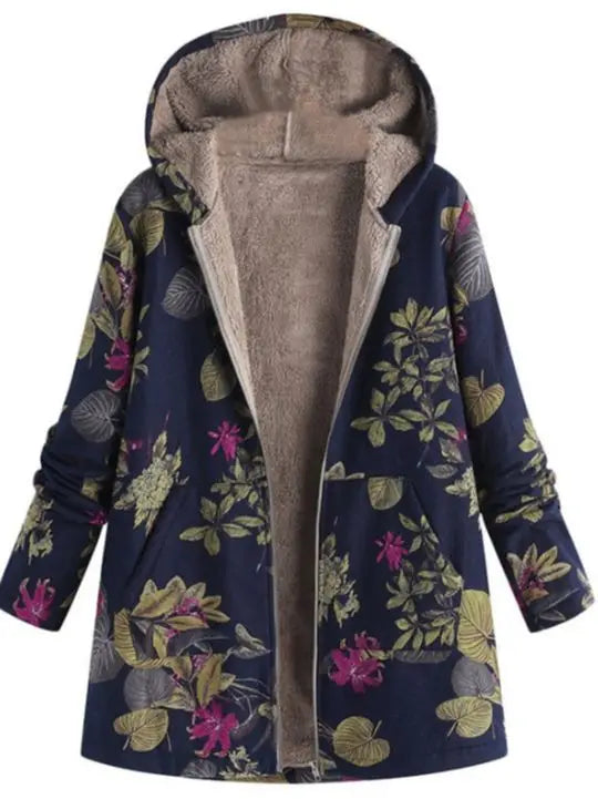 Warm Women's Jacket with Floral Print