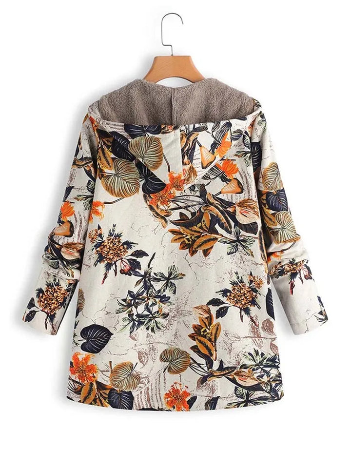 Warm Women's Jacket with Floral Print