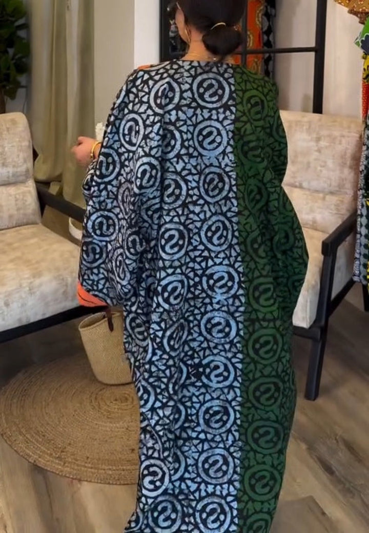 IMANI – MAXI KAFTAN DRESS WITH V-NECK IN AFRICAN PRINT