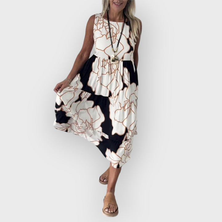 EVITA – STYLISH FLORAL DRESS WITH OFF-SHOULDER