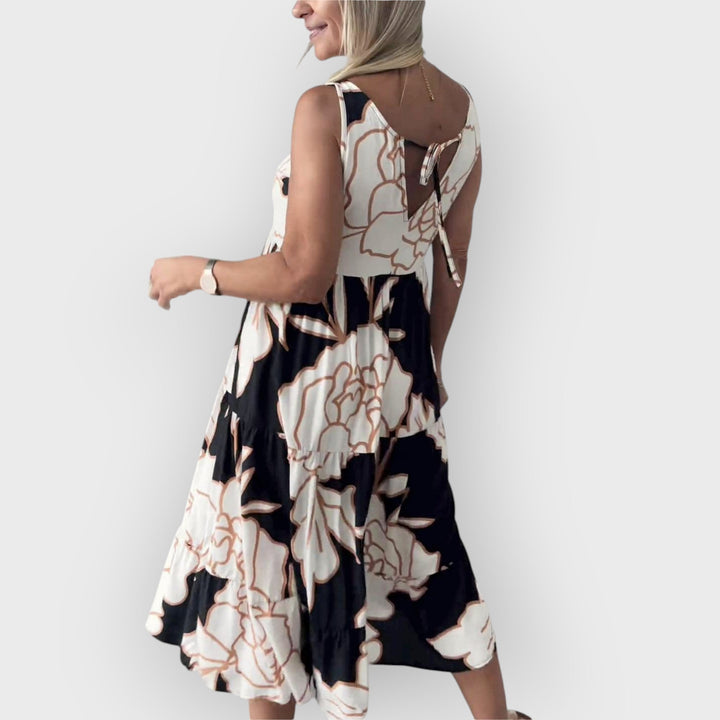 EVITA – STYLISH FLORAL DRESS WITH OFF-SHOULDER