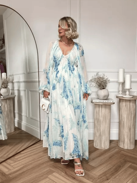 MONROE – MAXI DRESS IN OCEANIC FLOWER CHIFFON