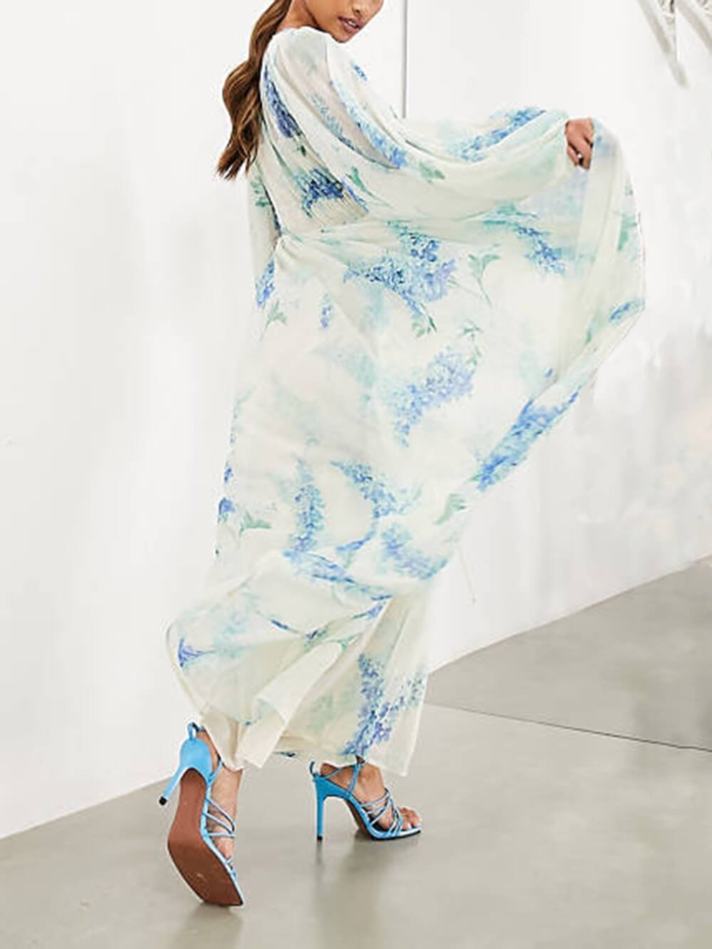 MONROE – MAXI DRESS IN OCEANIC FLOWER CHIFFON