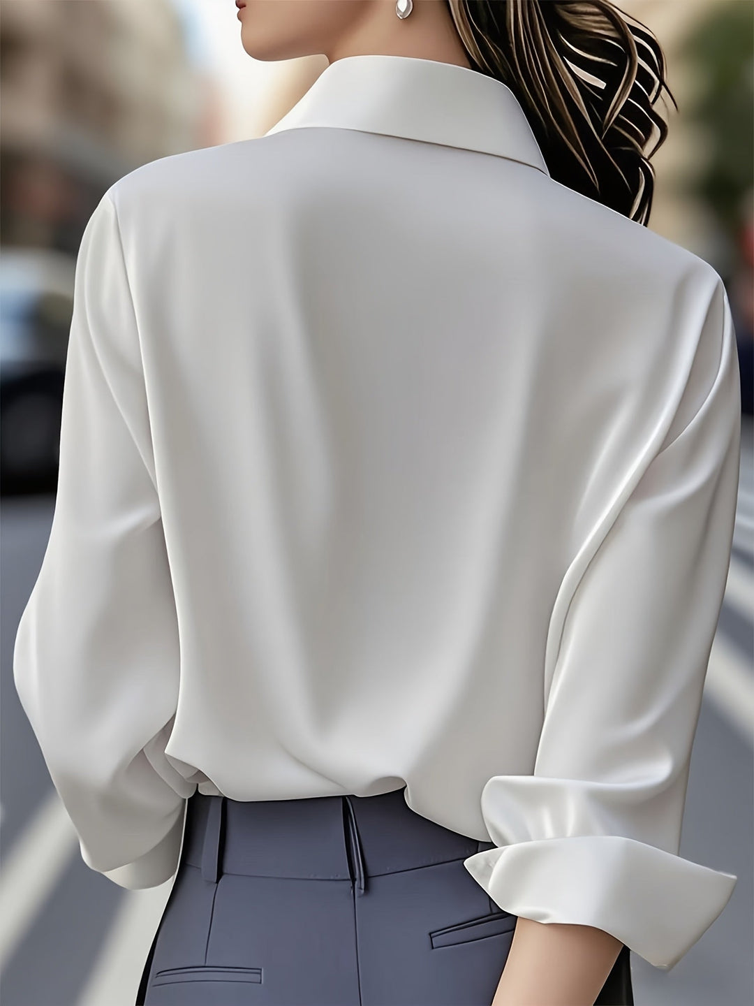 IRYNA | Elegant Long-Sleeve Shirt with Button Closure