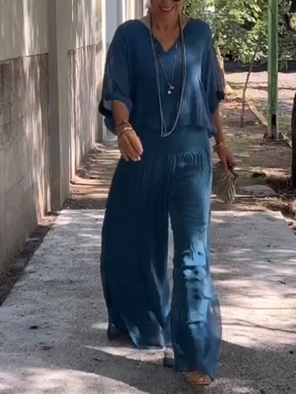 ESMERALDA – TWO-PIECE SET WITH WIDE CHIFFON PANTS