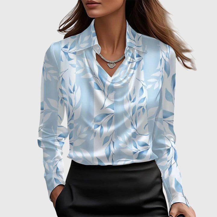 TERESA | Blouse with Luxurious Shine and Pleated Neckline