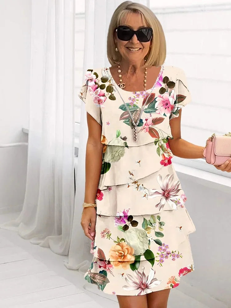 Maureen | Cascading Floral Dress with Multiple Plants