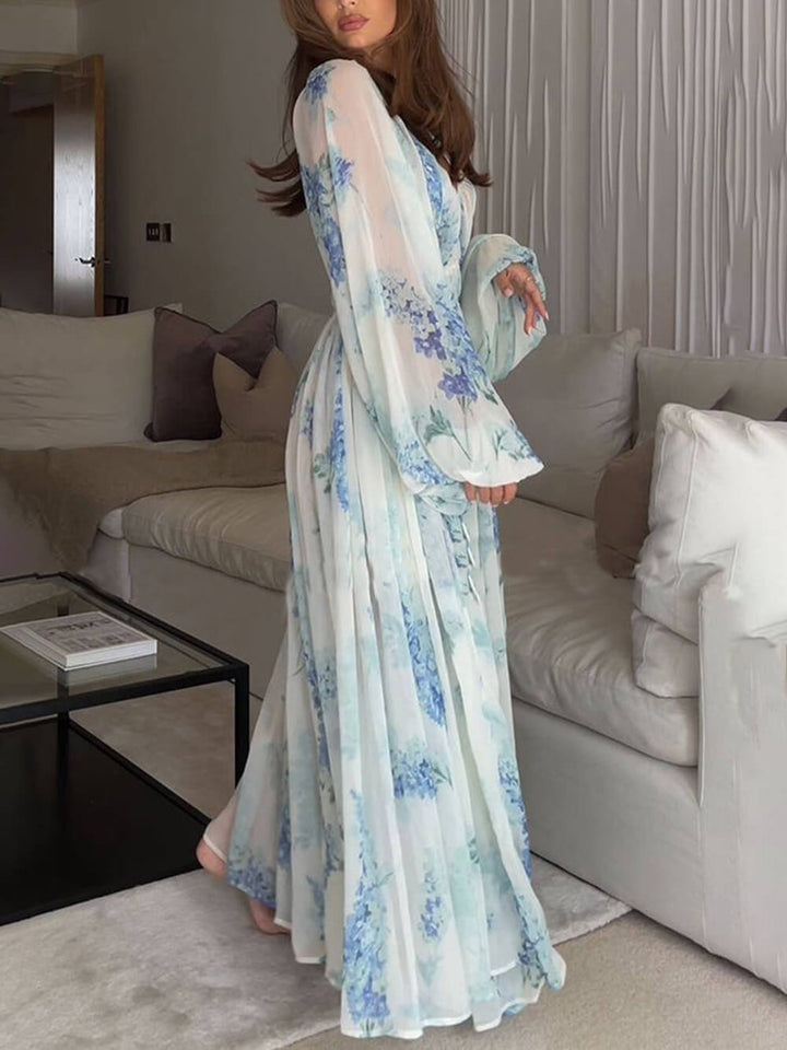 MONROE – MAXI DRESS IN OCEANIC FLOWER CHIFFON