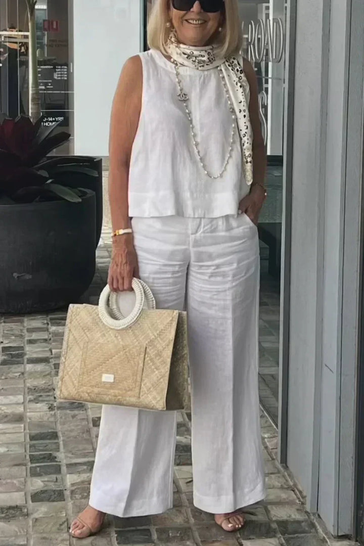 ZURI – SLEEVELESS COTTON AND LINEN SUIT