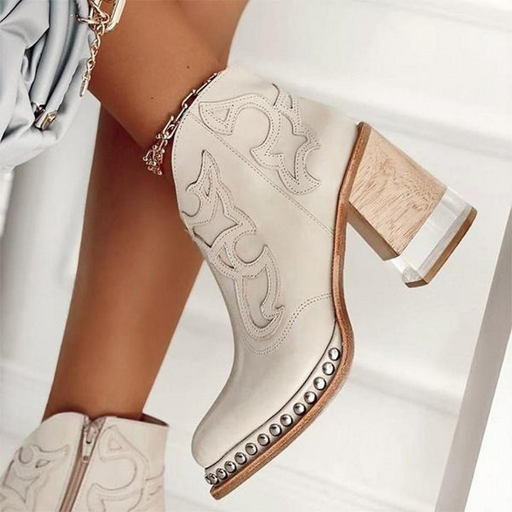 Jessy | Embroidered Western Heel Booties
