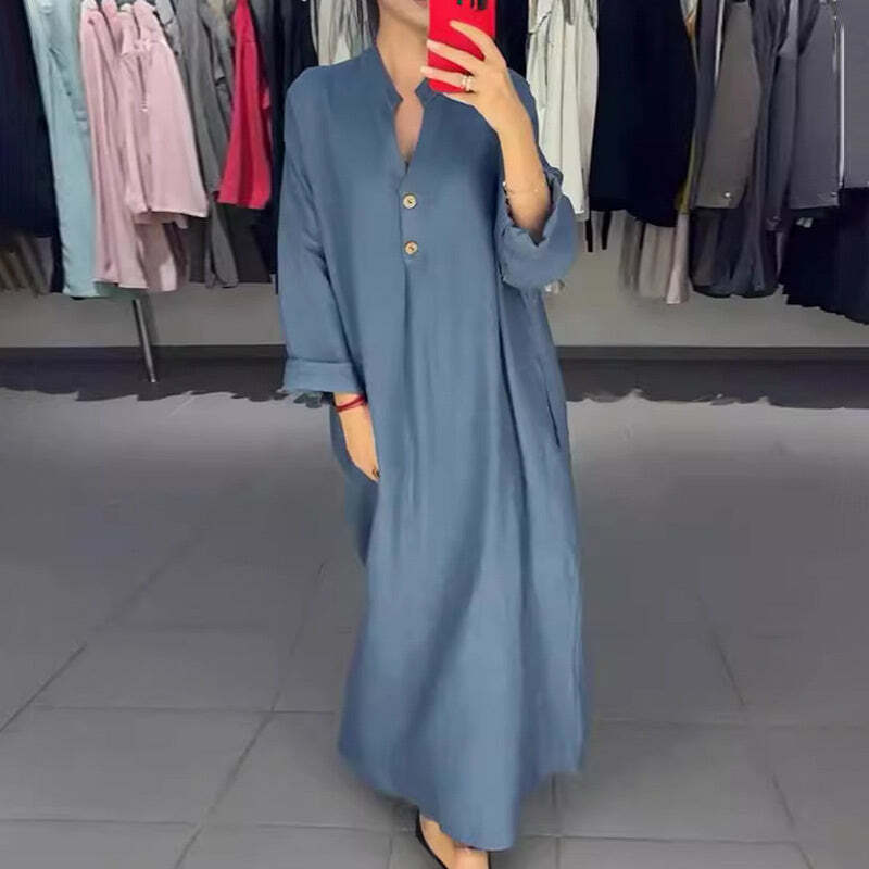 VALENCIA – LONG SHIRT DRESS FOR WOMEN WITH POCKETS