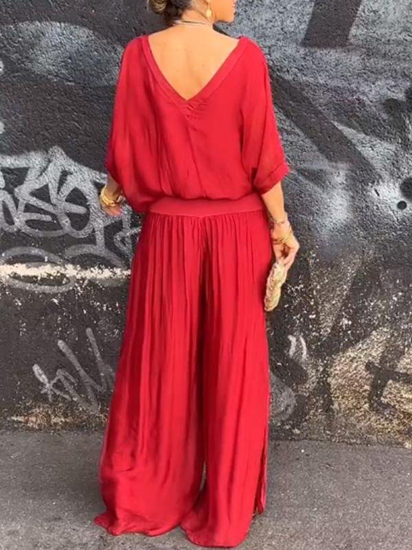 ESMERALDA – TWO-PIECE SET WITH WIDE CHIFFON PANTS