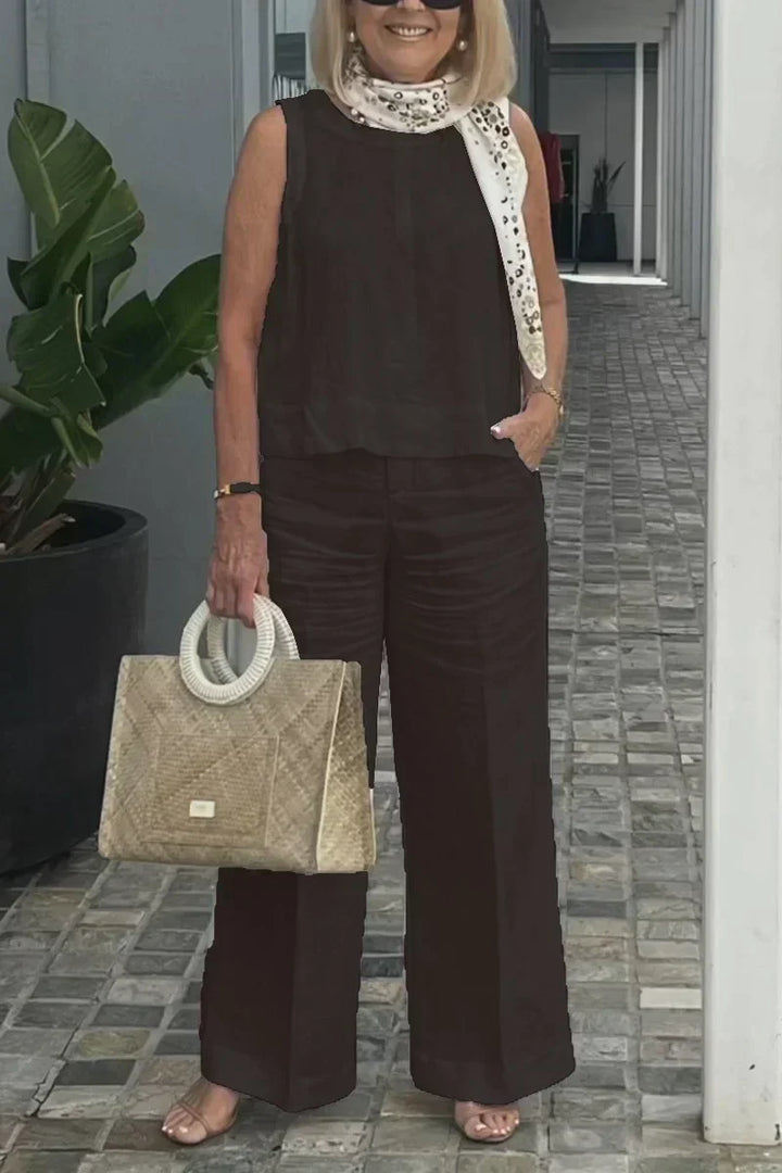 ZURI – SLEEVELESS COTTON AND LINEN SUIT