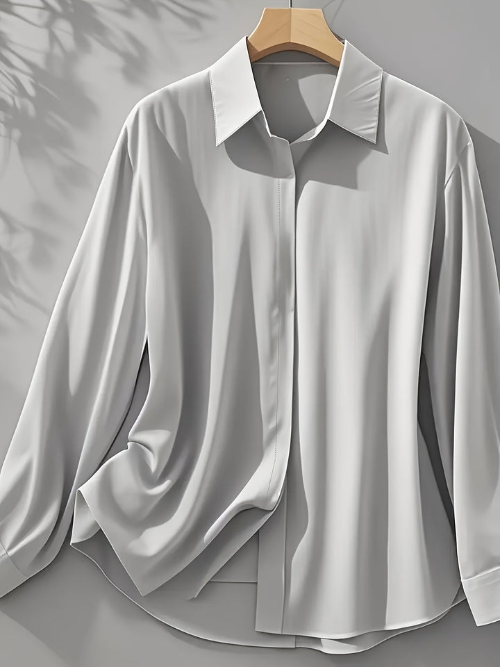 IRYNA | Elegant Long-Sleeve Shirt with Button Closure