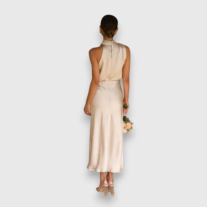Daisy | Elegant Satin Dress with Halter Neck