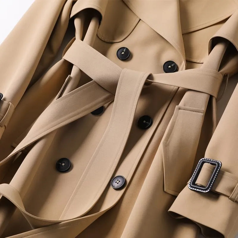 Amoura™ - Trench Coat with Belt, Classic and Elegant
