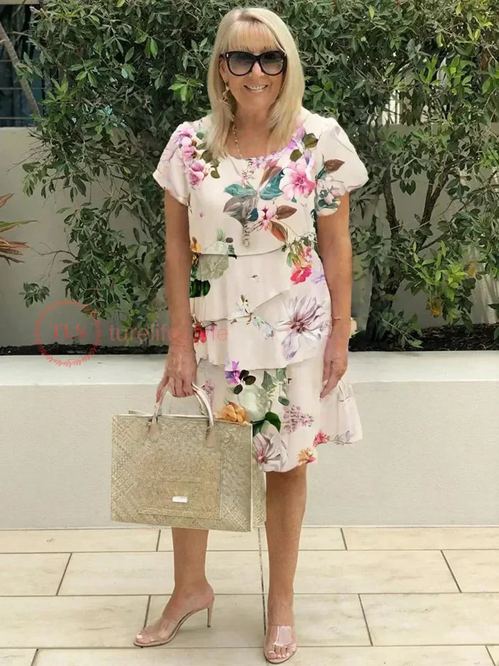 Maureen | Cascading Floral Dress with Multiple Plants
