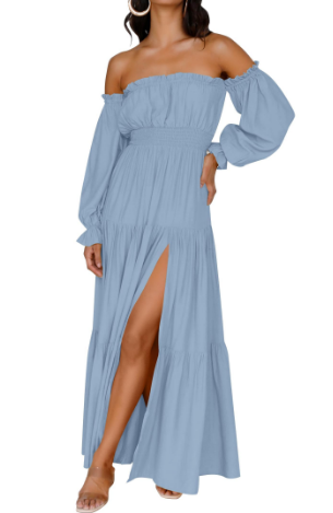 KENDRA – MAXI OFF-SHOULDER DRESS WITH A TOUCH OF ROMANCE
