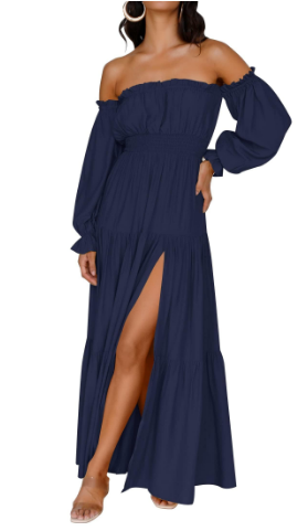 KENDRA – MAXI OFF-SHOULDER DRESS WITH A TOUCH OF ROMANCE