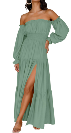 KENDRA – MAXI OFF-SHOULDER DRESS WITH A TOUCH OF ROMANCE