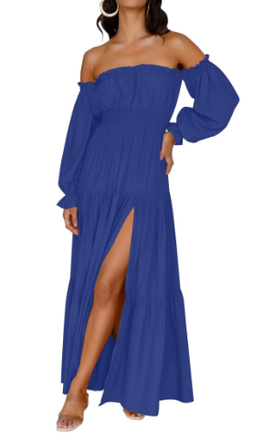 KENDRA – MAXI OFF-SHOULDER DRESS WITH A TOUCH OF ROMANCE
