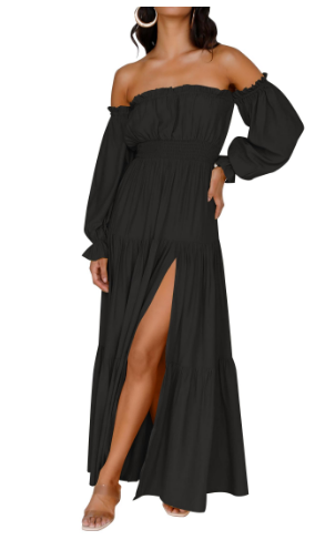KENDRA – MAXI OFF-SHOULDER DRESS WITH A TOUCH OF ROMANCE