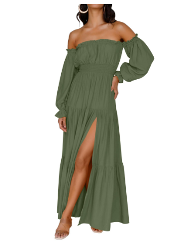 KENDRA – MAXI OFF-SHOULDER DRESS WITH A TOUCH OF ROMANCE