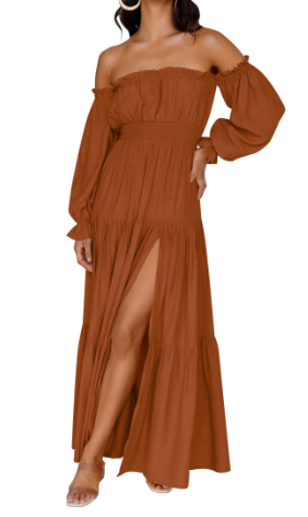 KENDRA – MAXI OFF-SHOULDER DRESS WITH A TOUCH OF ROMANCE