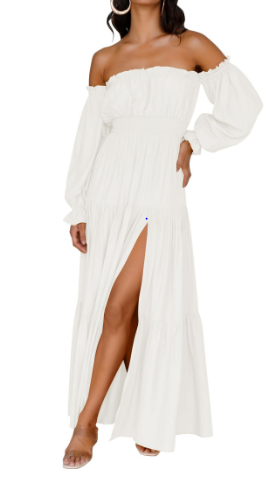 KENDRA – MAXI OFF-SHOULDER DRESS WITH A TOUCH OF ROMANCE