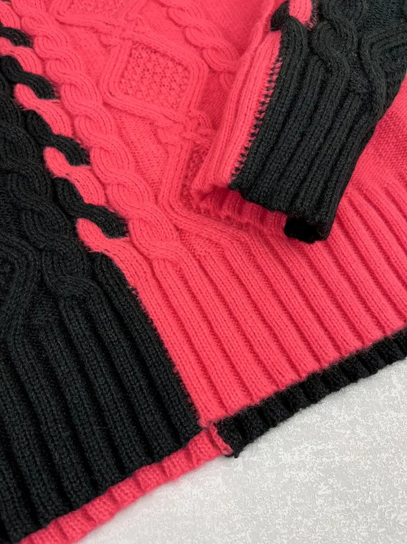 LEOVIA | Elegant Striped Sweater with High Collar