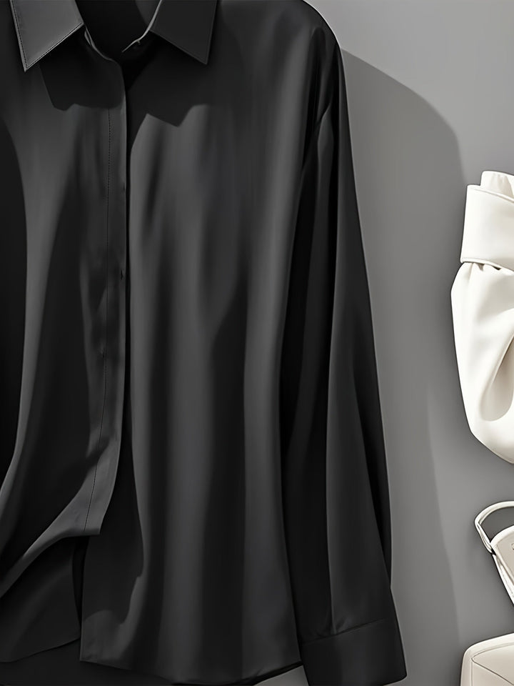 IRYNA | Elegant Long-Sleeve Shirt with Button Closure