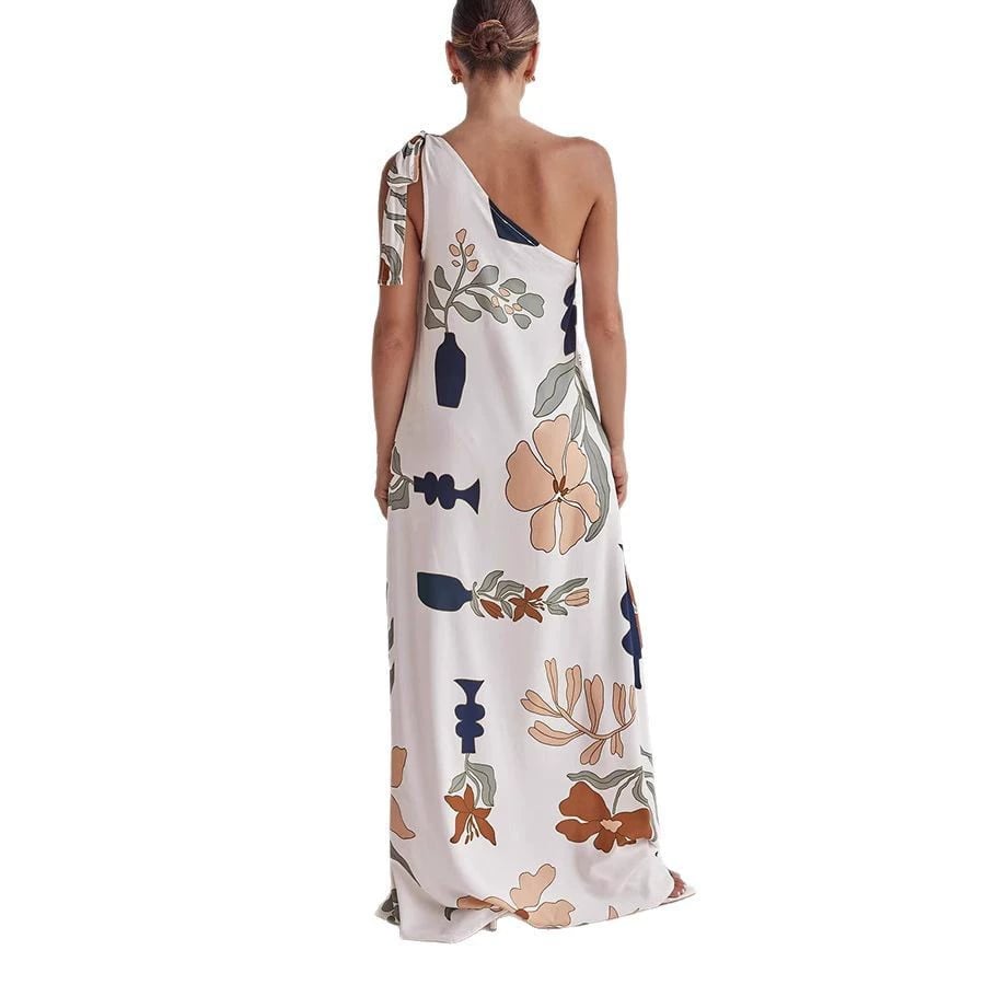 MILLIE – MAXI DRESS WITH ONE SHOULDER PRINTED