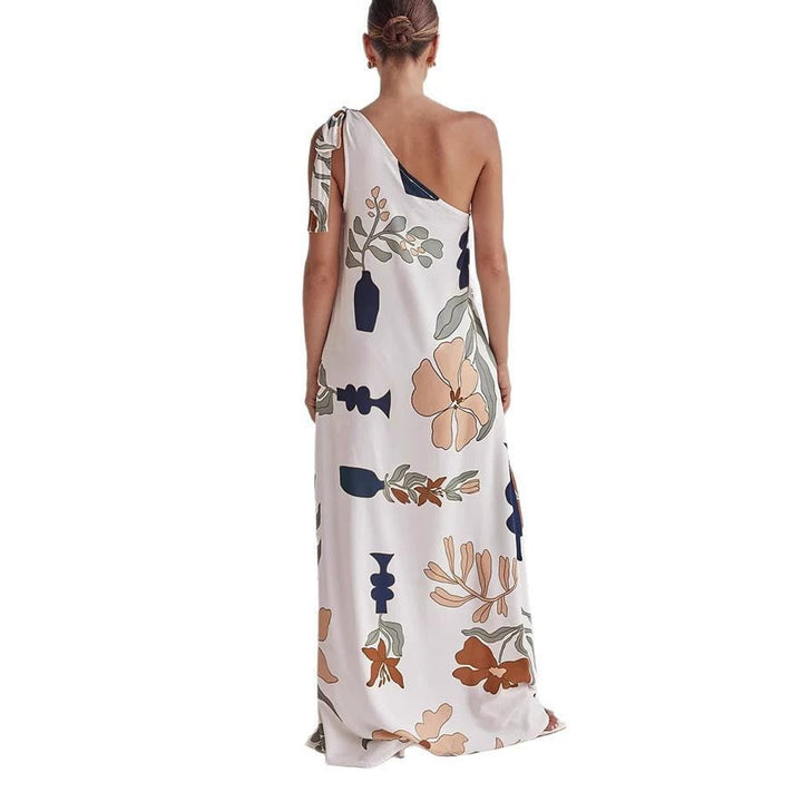MILLIE – MAXI DRESS WITH ONE SHOULDER PRINTED