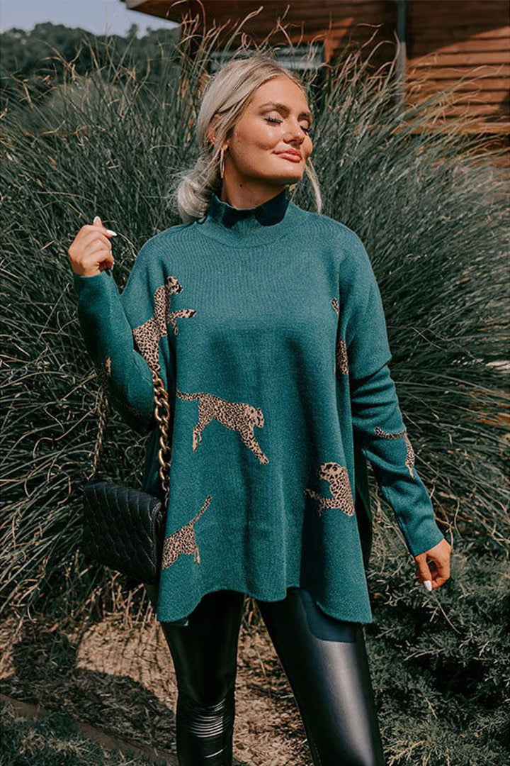 VIDA – VINTAGE CASUAL BLOUSE WITH TIGER AND LEOPARD PRINT