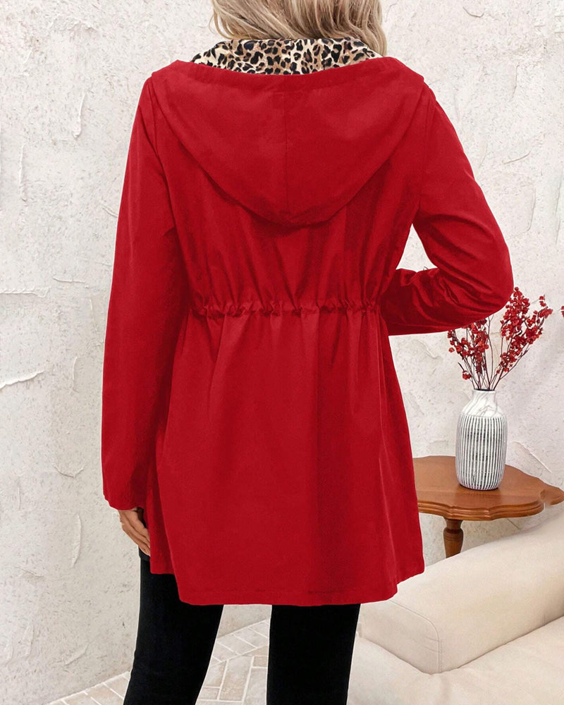 Joan | Reversible Hooded Coat with Leopard Print