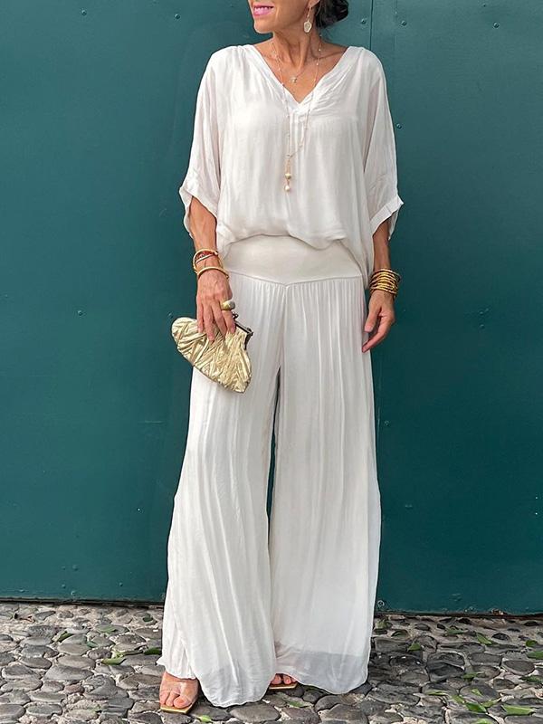 ESMERALDA – TWO-PIECE SET WITH WIDE CHIFFON PANTS