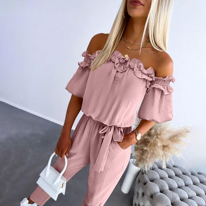 MIA – ROMANTIC JUMPSUIT WITH RUFFLES AND OFF-SHOULDER DESIGN
