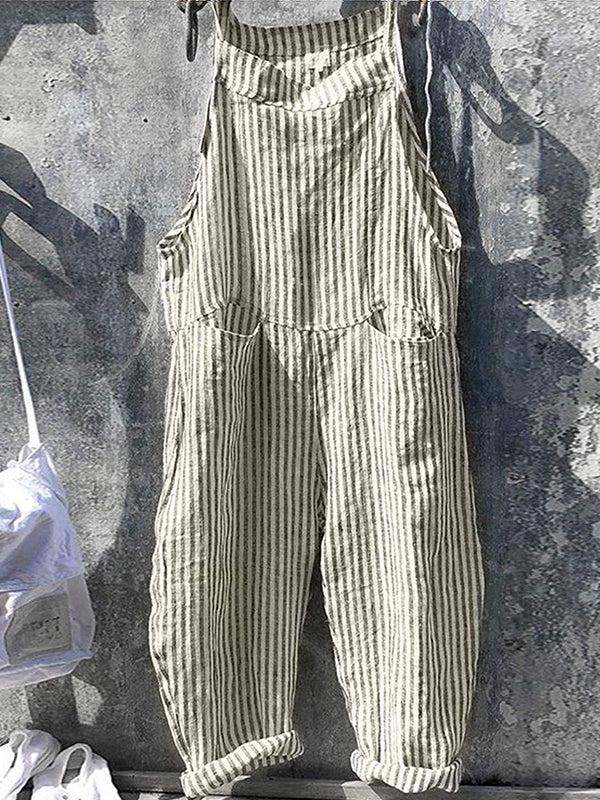 Striped Linen and Cotton Jumpsuit