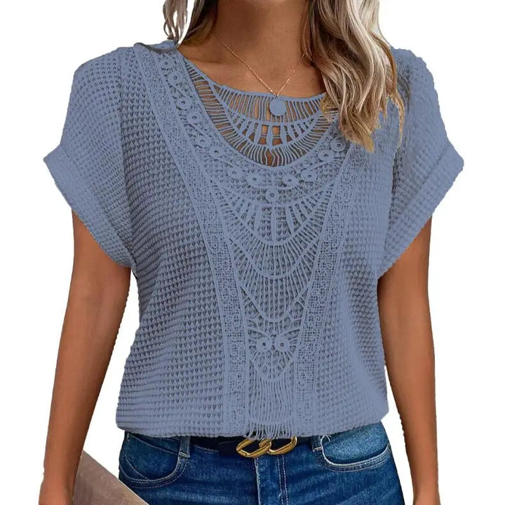 Leah - Elegant Round Neck Knitted Top