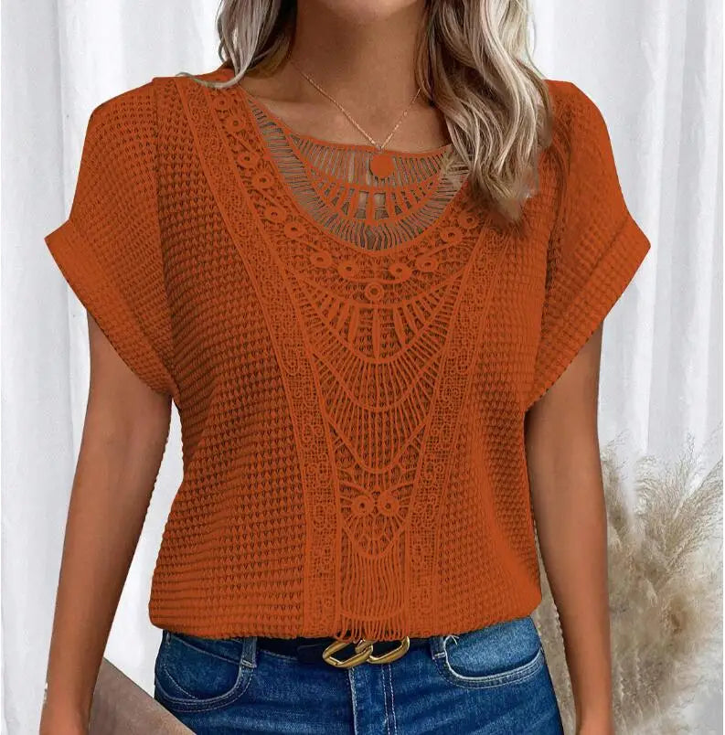 Leah - Elegant Round Neck Knitted Top